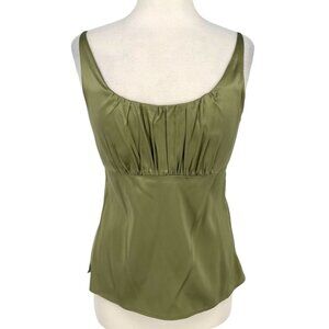 Classiques Entier Vintage Silk Scoop Neck Sleeveless Tank Top Green Size Medium